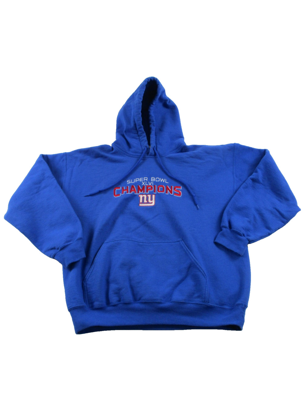 New York Giants Sweatshirt Mens Large Blue NFL Football Super Bowl XLVI Hoodie